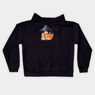 Toxedo Cat on a Pumpkin Kids Hoodie